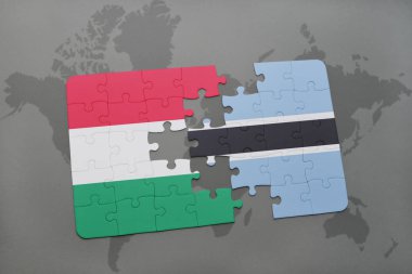 Macaristan ve botswana bir dünya haritası üzerinde bayrağı ile bulmaca