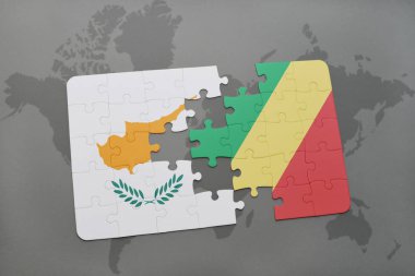 Kıbrıs bayrağı ve bir dünya haritası üzerinde Kongo Cumhuriyeti ile bulmaca