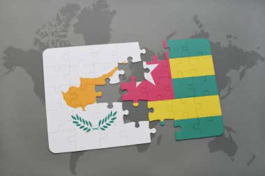 Kıbrıs ve togo bir dünya haritası üzerinde bayrağı ile bulmaca