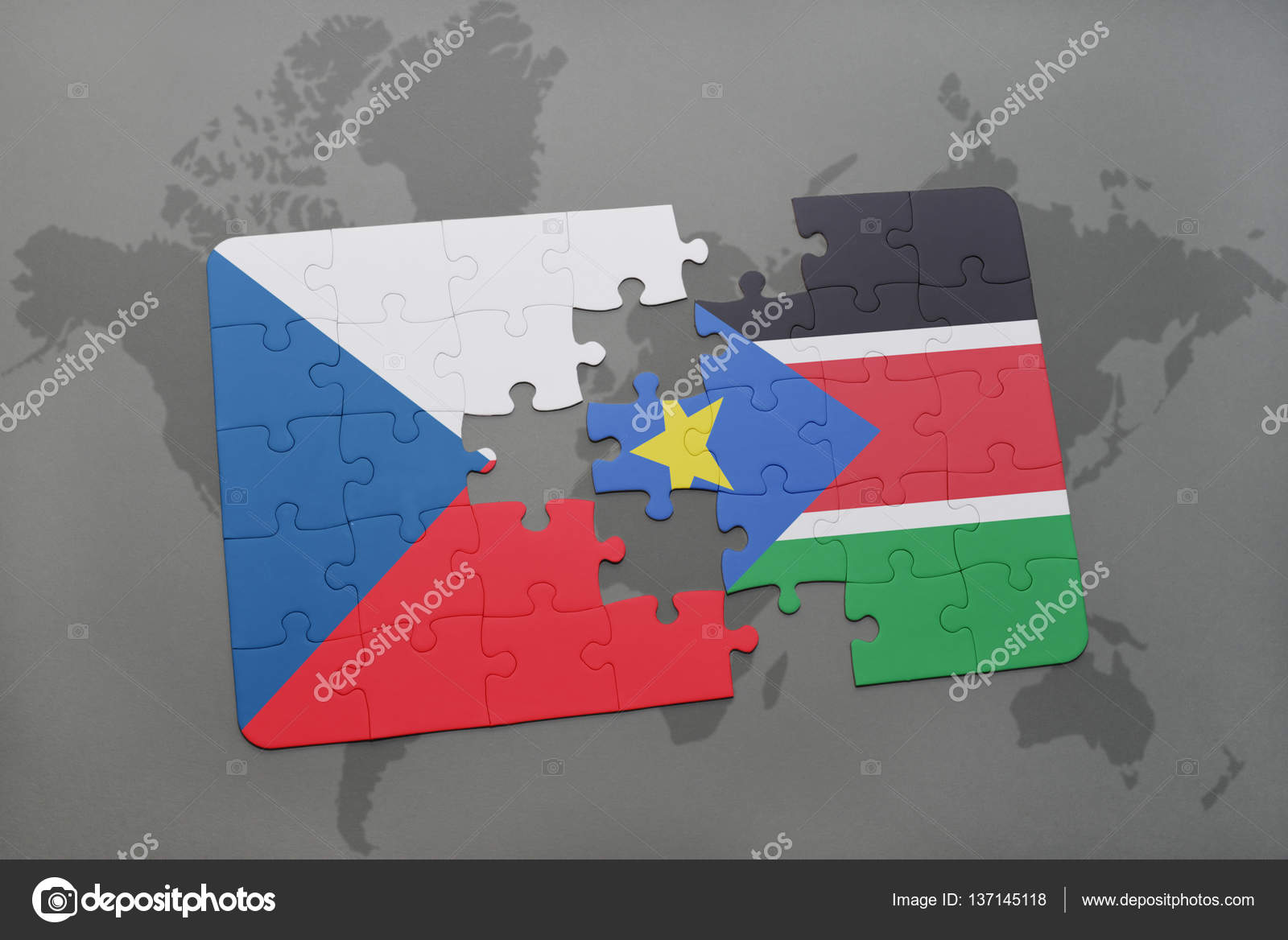 Puzzle Avec Le Drapeau National De République Tchèque Et Le