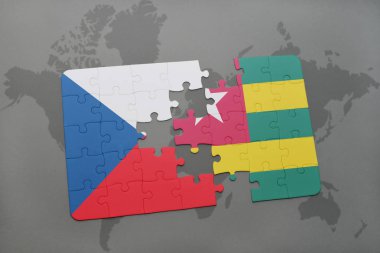 Çek Cumhuriyeti ve togo bir dünya haritası üzerinde bayrağı ile bulmaca