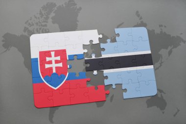 Slovakya ve botswana bir dünya haritası üzerinde bayrağı ile bulmaca