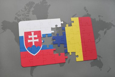 Slovakya ve bir dünya haritası üzerinde Çad bayrağı ile bulmaca