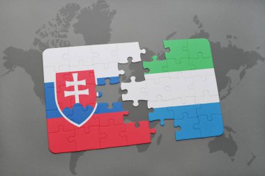 Slovakya ve sierra leone bir dünya haritası üzerinde bayrağı ile bulmaca
