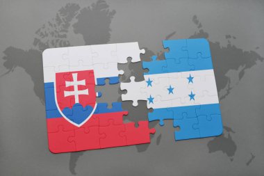 Slovakya ve honduras ulusal bayrak bir dünya haritası üzerinde ile bulmaca