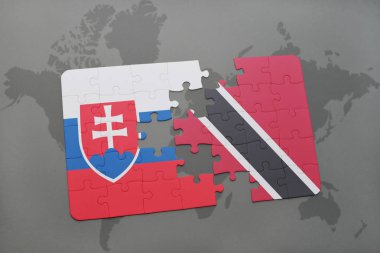 trinidad ve tobago ve Slovakya ulusal bayrak bir dünya haritası üzerinde ile bulmaca