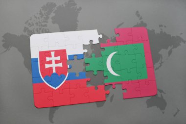 bir dünya haritası üzerinde Slovakya ve Maldivler bayrağının Ulusal bulmaca