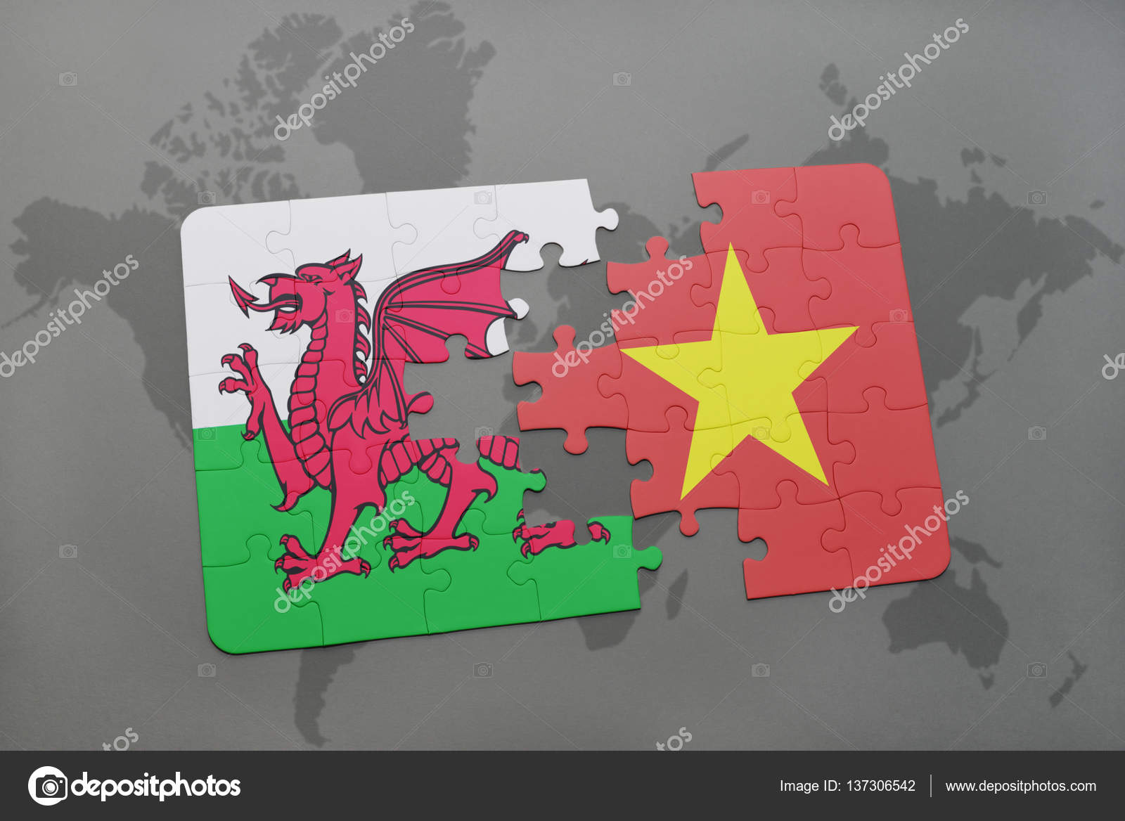 Puzzle Avec Le Drapeau National Du Pays De Galles Et Le