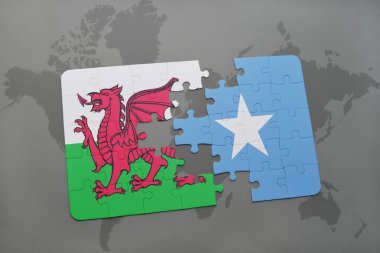 Galler Türkeş ulusal bayrak bir dünya haritası üzerinde ile bulmaca