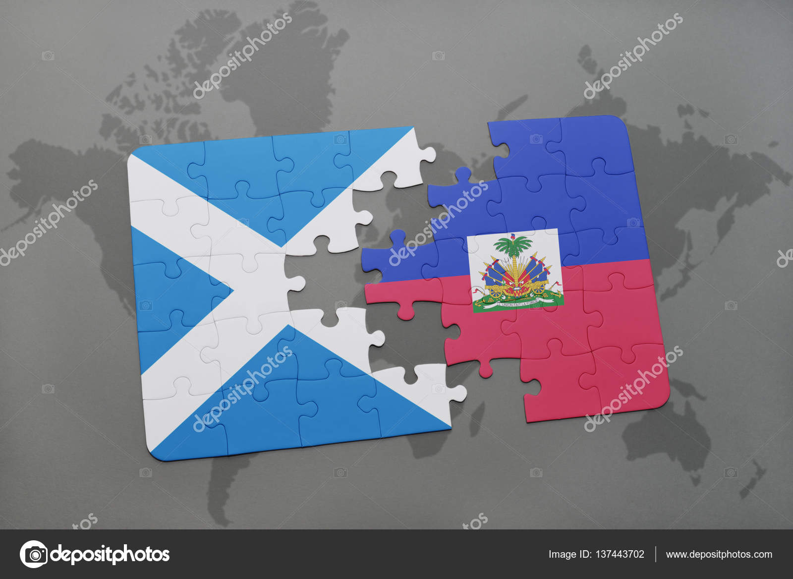 Puzzle Avec Le Drapeau National De Lécosse Et De Haïti Sur