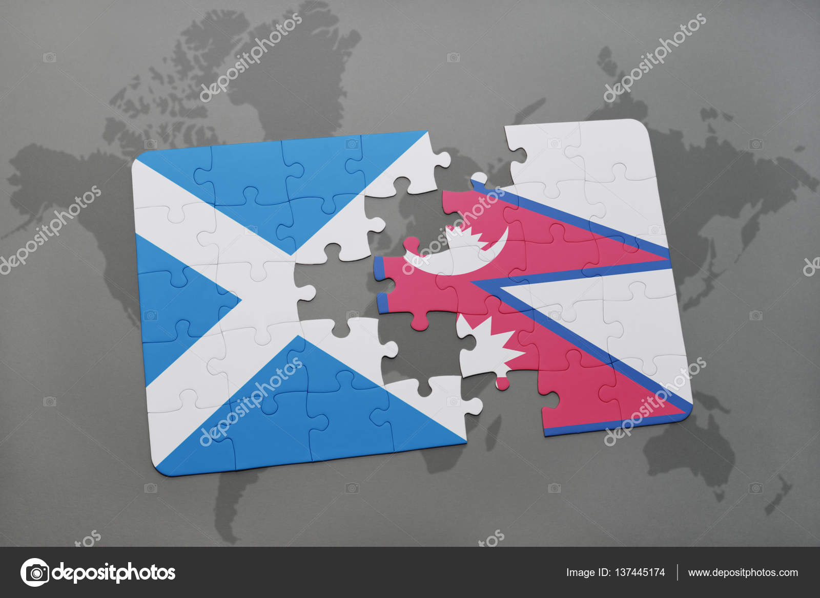 Puzzle Avec Le Drapeau National Décosse Et Du Népal Sur Une