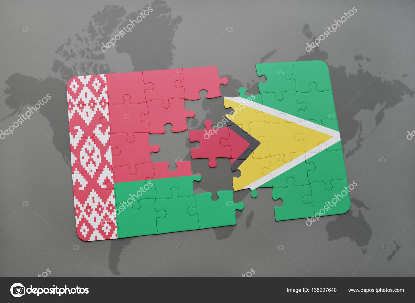 Puzzle Avec Le Drapeau National Du Bélarus Et De La Guyane