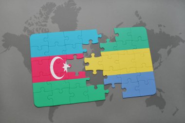Azerbaycan ve gabon bir dünya haritası üzerinde bayrağı ile bulmaca