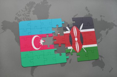 Azerbaycan ve kenya ulusal bayrak bir dünya haritası üzerinde ile bulmaca