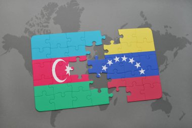 Azerbaycan ve venezuela ulusal bayrak bir dünya haritası üzerinde ile bulmaca