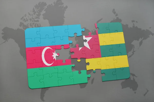 Rompecabezas con la bandera nacional de Azerbaiyán y togo en un mapa del mundo —  Fotos de Stock
