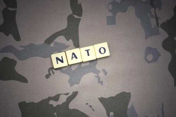 metin harfleriyle nato haki arka plan üzerinde. askeri kavram