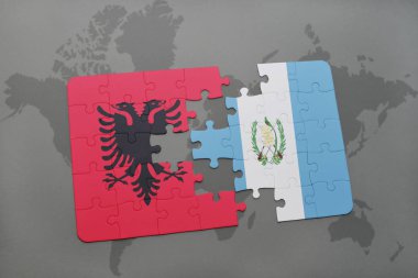 Arnavutluk ve guatemala ulusal bayrak bir dünya haritası üzerinde ile bulmaca