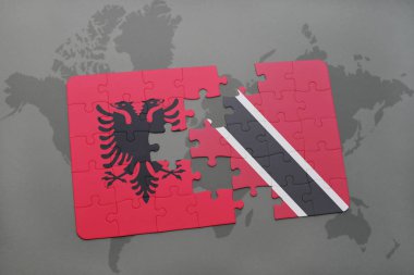 trinidad ve tobago ve Arnavutluk ulusal bayrak bir dünya haritası üzerinde ile bulmaca