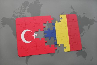Türkiye ve dünya haritası üzerinde Çad bayrağı ile bulmaca