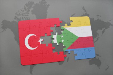Türkiye ve Bulgaristan Ulusal bayrak bir dünya haritası üzerinde ile bulmaca