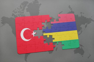 Türkiye'de ve Türkiye ulusal bayrak bir dünya haritası üzerinde ile bulmaca