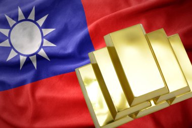 Altın bullions Tayvan bayrağı üzerinde parlayan