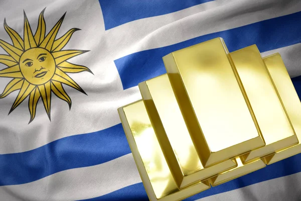 shining golden bullions on the uruguay flag