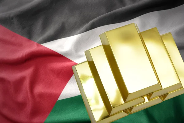 골든 실버 팔레스타인 깃발에 빛나는 — 스톡 사진