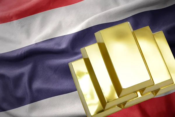 Shining golden bullions on the thailand flag — Stock Photo, Image