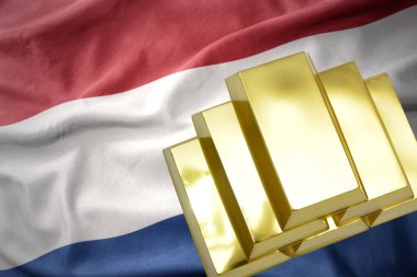 Altın bullions Hollanda bayrağı üzerinde parlayan