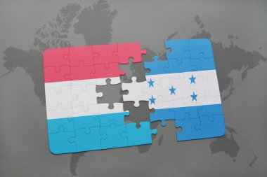Lüksemburg ve honduras ulusal bayrak bir dünya haritası üzerinde ile bulmaca