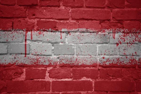 Bandera nacional pintada de austria en una pared de ladrillo — Foto de Stock