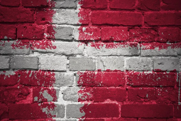 Painted national flag of denmark on a brick wall — Stock Photo, Image