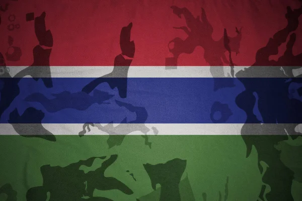 Gambiya bayrağı haki doku. askeri kavram — Stok fotoğraf