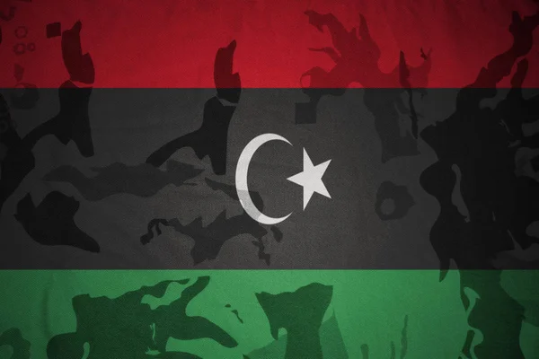 Flag of libya on the khaki texture . military concept — Stock Photo, Image