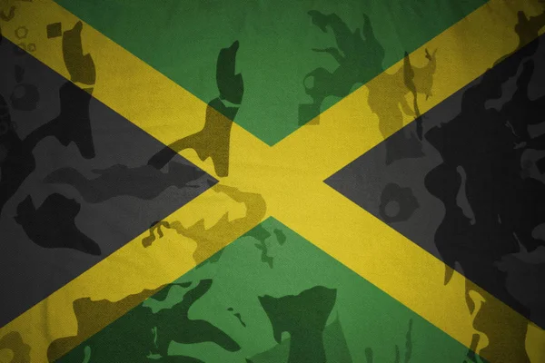Flaga Jamajki na khaki tekstury. koncepcja wojskowa — Zdjęcie stockowe