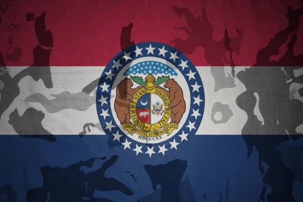 Missouri state flag on the khaki texture . military concept — Stock Photo, Image