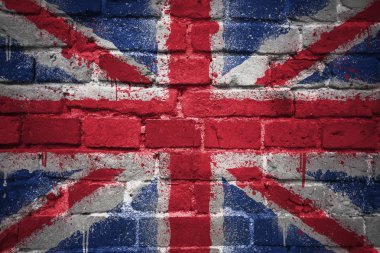 Büyük Britanya'nın ulusal bayrak bir tuğla duvar boyalı