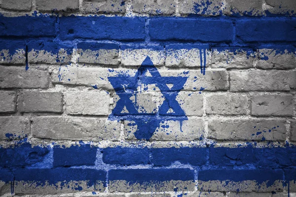 Nationale vlag van Israël van een bakstenen muur geschilderd — Stockfoto