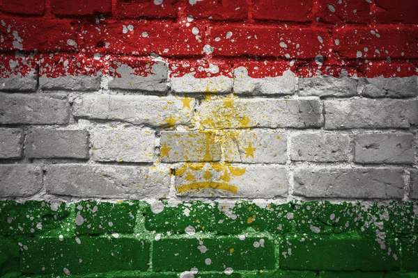 Painted national flag of tajikistan on a brick wall — Stock Photo, Image