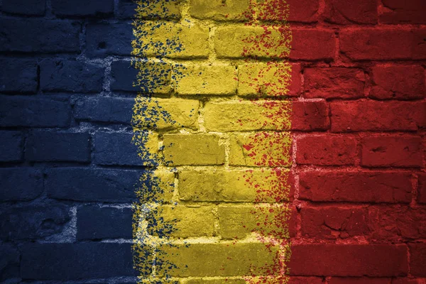 Painted national flag of chad on a brick wall — Stock Photo, Image