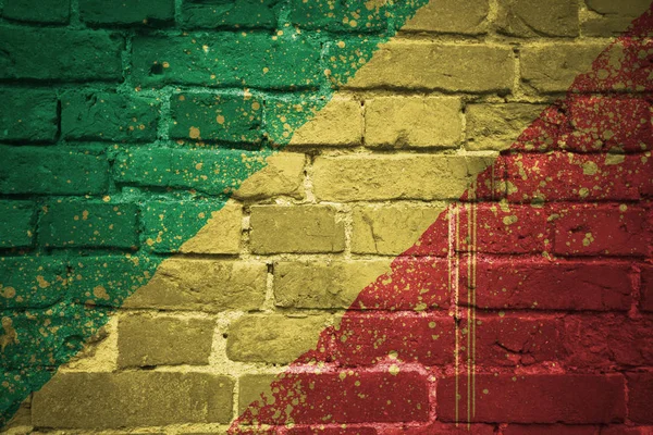 Malowane Flaga narodowa Republiki Konga na ceglany mur — Zdjęcie stockowe