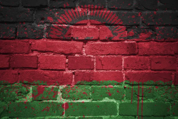 Bandera nacional pintada de Malawi en una pared de ladrillo — Foto de Stock
