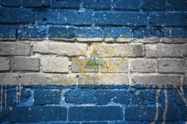 painted national flag of nicaragua on a brick wall clipart