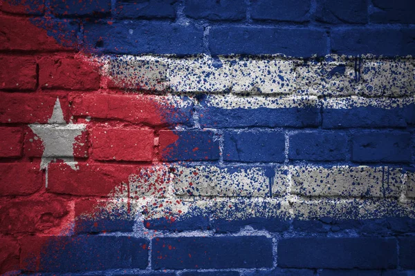 Painted national flag of cuba on a brick wall — Stock Photo, Image