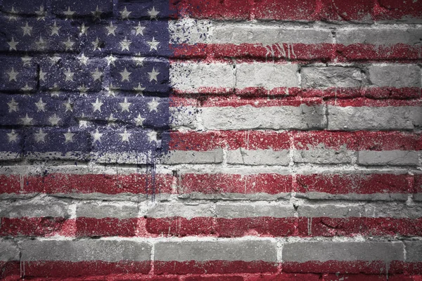 Painted national flag of united states of america on a brick wall — Stock Photo, Image