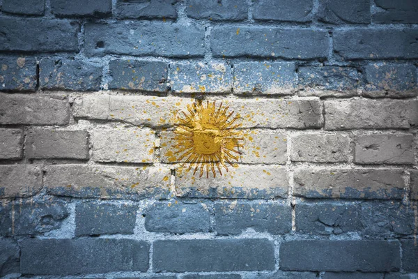 Målade flagga argentina på en tegelvägg — Stockfoto