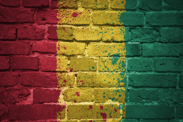 Drapeau national de Guinée peint sur un mur de briques — Photo