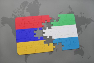 Ermenistan ve sierra leone bir dünya haritası üzerinde bayrağı ile bulmaca